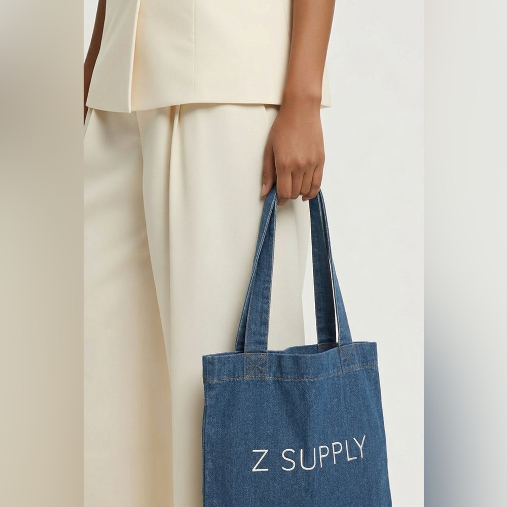Nwt Z Supply Denim Tote Bag - Picture 3 of 5